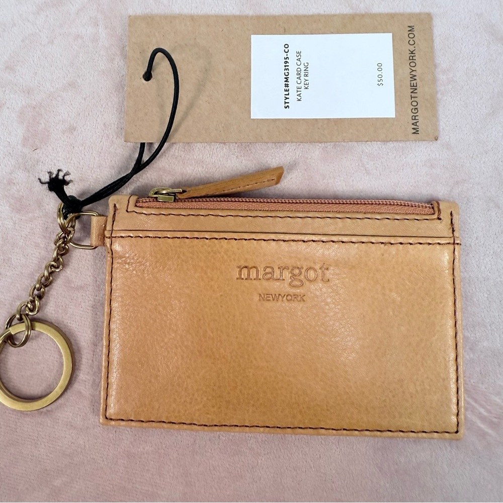 NWT Margot New York Honey Leather Card Holder/Keychain